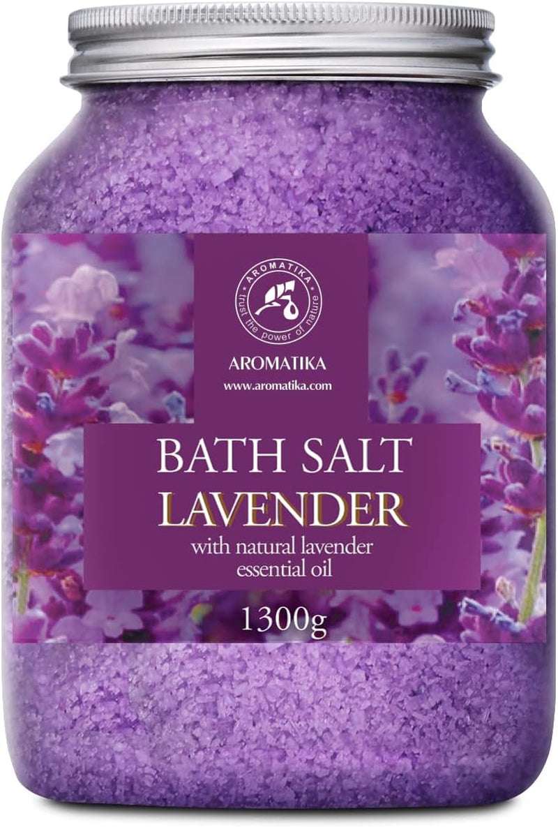 Entspannendes Badesalz Lavendel 1300G - Meeressalz mit Ätherischem Lavendelöl für Hautpflege, Aromatherapie und besseren Schlaf