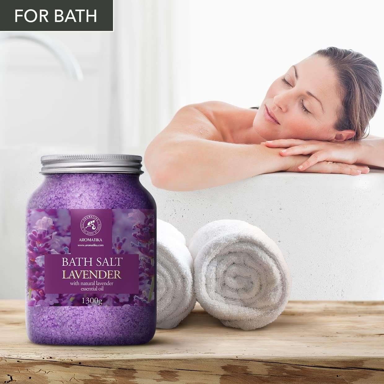 Entspannendes Badesalz Lavendel 1300G - Meeressalz mit Ätherischem Lavendelöl für Hautpflege, Aromatherapie und besseren Schlaf