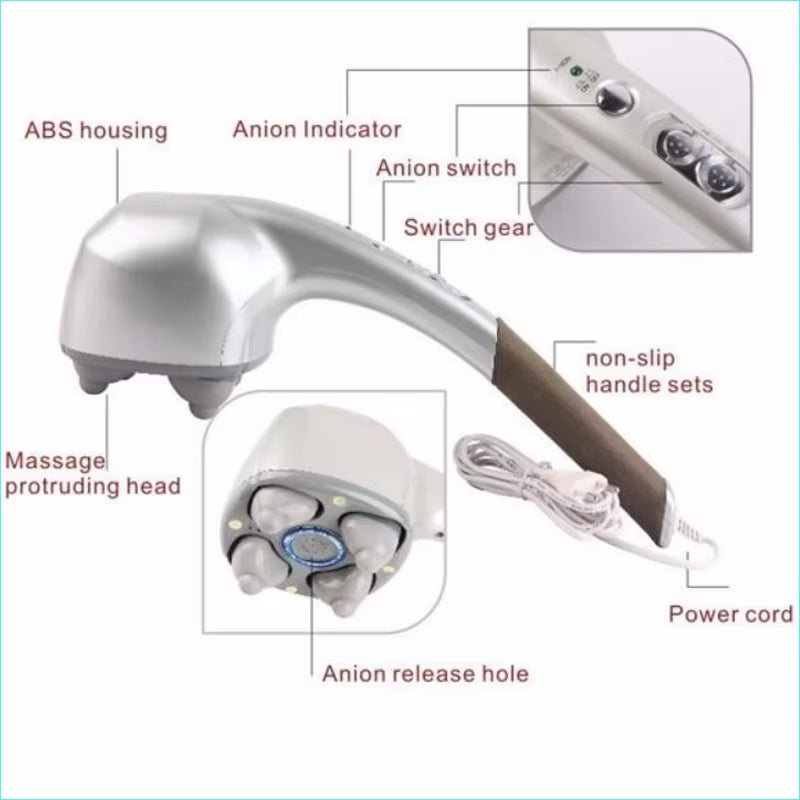 Revolutionary Multifunctional Electric Body Massager with Anion Technology - 4 Massage Heads for Neck, Shoulder, Waist, Leg, and Arm Relief!