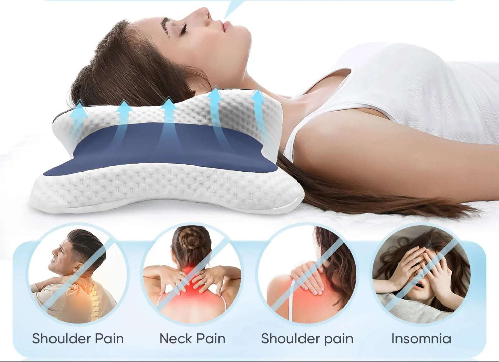 RelaxxZen Memory-Foam Nacken stützkissen – Ergonomisch & Vielseitig (Seite, Rücken, Bauch)