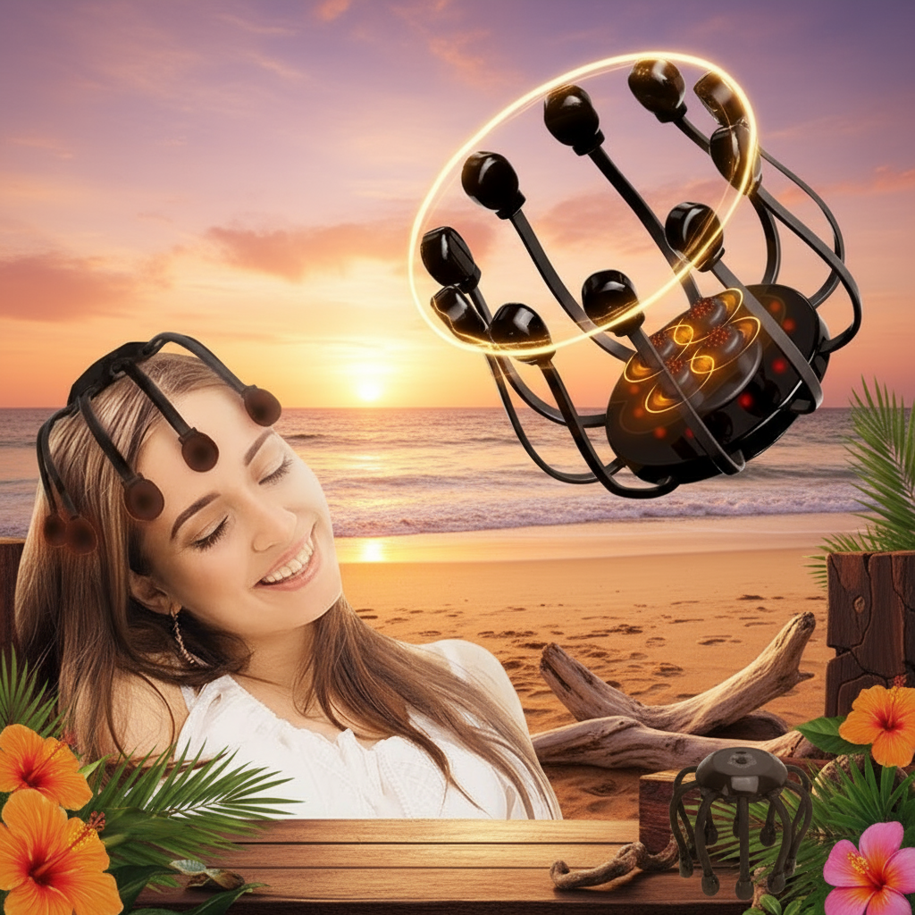 RelaxxZen Electric Head Massager – Rechargeable with 5 Modes for Home &amp; Office