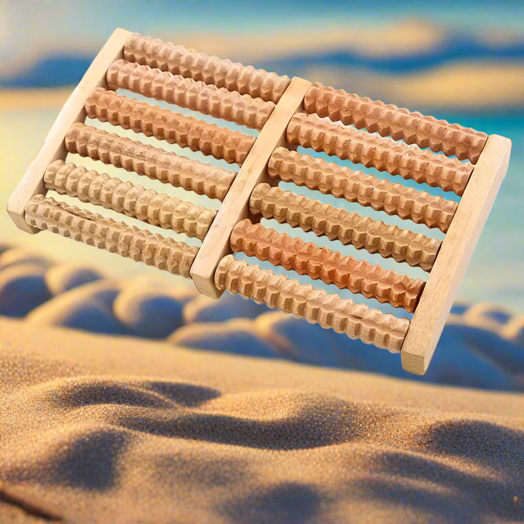 RelaxxZen 3D Shiatsu Foot Roller – Wooden Massager for Stress Relief &amp; Reflexology