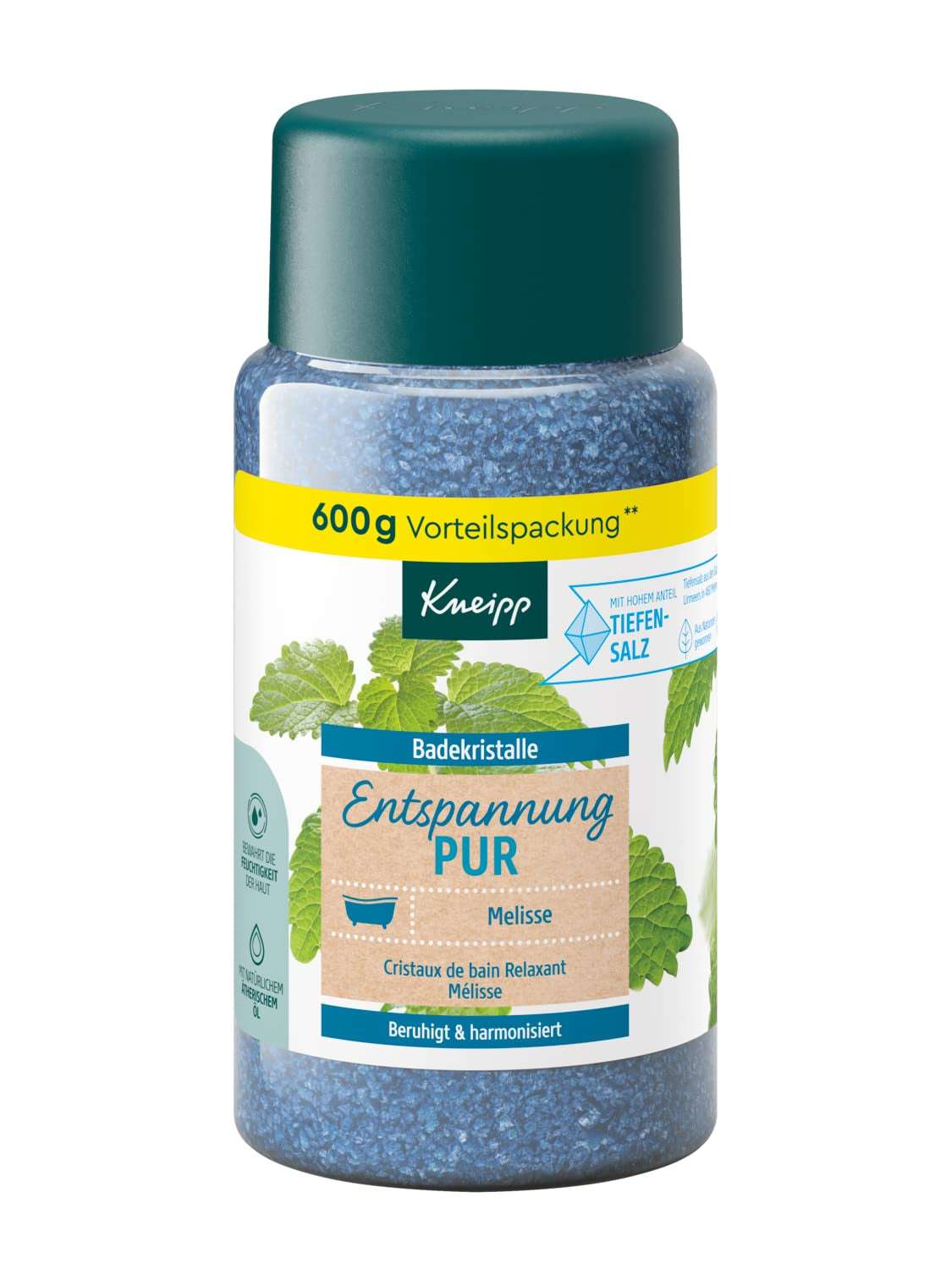 Kneipp Relaxing Bath Crystals with Lemon Balm, 600g - Multicolored Bliss for Ultimate Relaxation