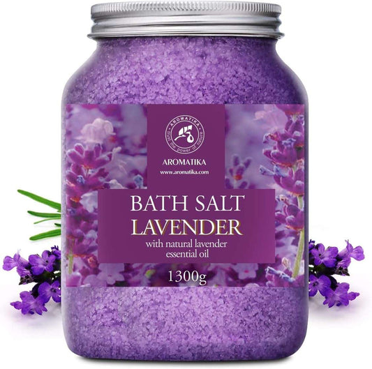 Entspannendes Badesalz Lavendel 1300G - Meeressalz mit Ätherischem Lavendelöl für Hautpflege, Aromatherapie und besseren Schlaf